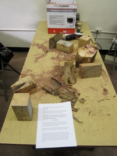 Melissa's table where kids came & made Mason bee nests and got handout on Mason bees